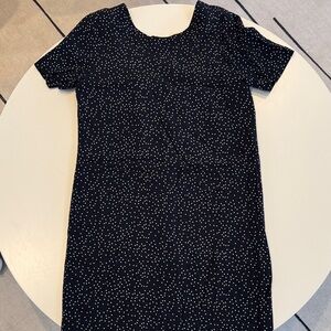 Madewell Black Dress with White Polka Dots Zipper Back